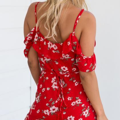 Fashion Sexy Red Chiffon Dress