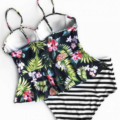 Time Slips Away Floral Bikini Set