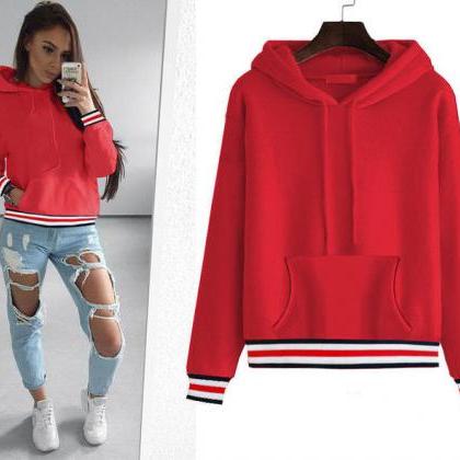 Solid Color Long-sleeved Hooded Sweater