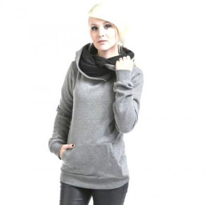 Fashion Solid Color Hooded Long-sleeved Sweater