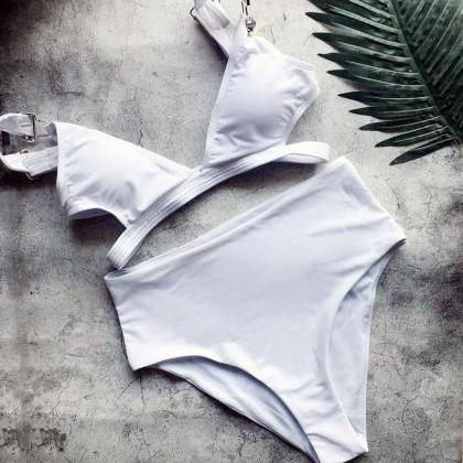 2018 Solid Color Sexy White Bikini Swimsuit