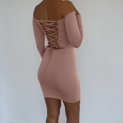Sexy Off-shoulder Long Sleeve Hip Dress