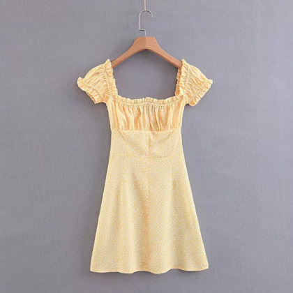 Women's Printed Short-sleeved Yellow..