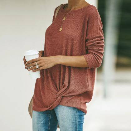 Women's Solid Color Casual Knit Top
