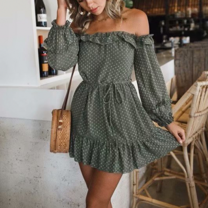 Sexy One-neckline High-rise Off-the-shoulder Dress