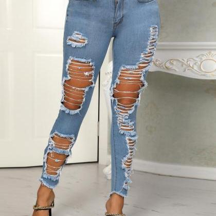 Casual Ripped Denim Jeans