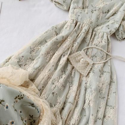 Elegant Sweet Vintage Lace High Waist Dress