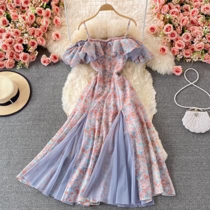 Fashion Chiffon Floral Strap Dress