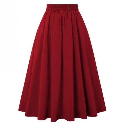 Casual Retro Solid Color Skirt