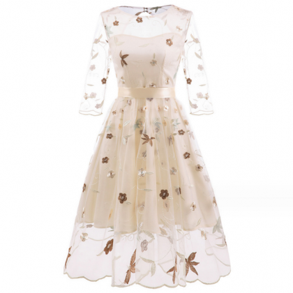 Women's Lace Embroidered Retro Dress
