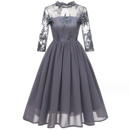 Lace Embroidery Fashion Chiffon Dress