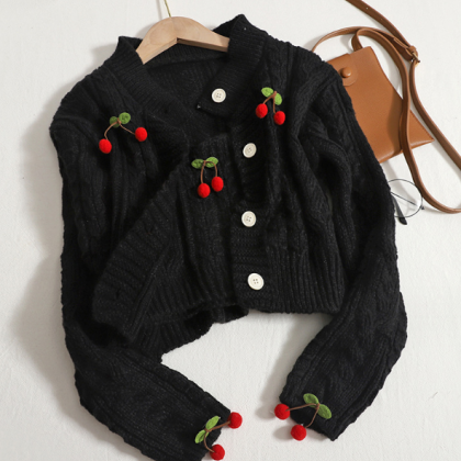 Long Sleeved Knitted Cardigan Suspender Vest Two..