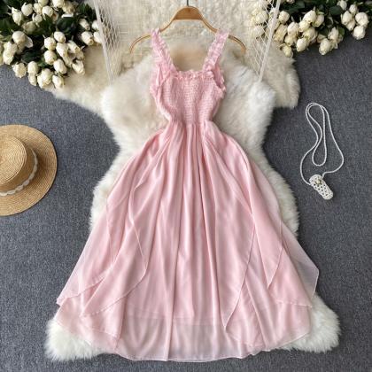 Pink A-line Fashion Sleeveless Dress