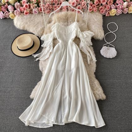 Cute Chiffon White Fashion Dress