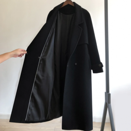 Black Woolen Long Sleeve Coat