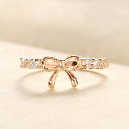 So Adorable Bow Knot Design Ring In Silver And..