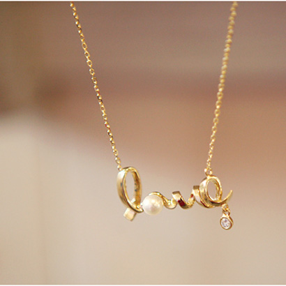Golden Love Letters Pattern Necklace