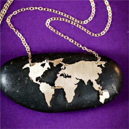 Wanderlust Earth Map Charmed Necklace