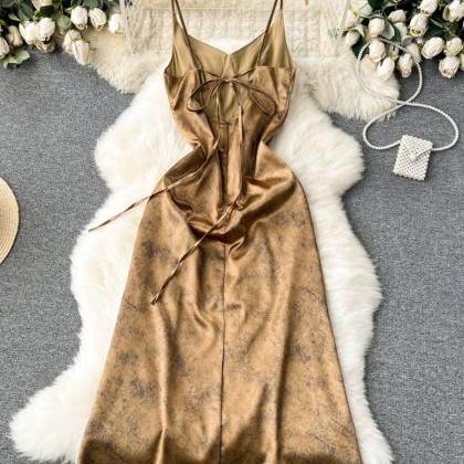 Vintage Gold Backless Design Dress