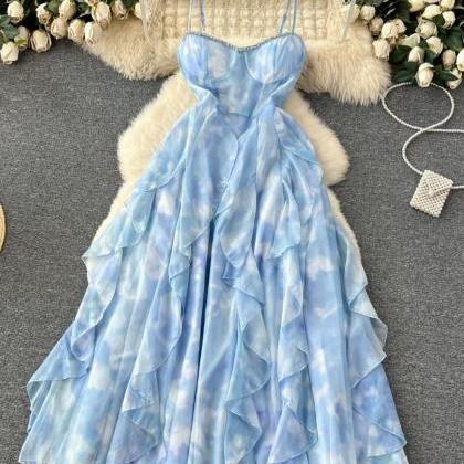 Sleeveless Waist And Elegant Ruffled Fairy Dress
