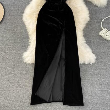 Fashion Sexy Velvet Long Dress