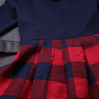 Sweet Plaid Long-sleeved Knit Dress Vg121604mn