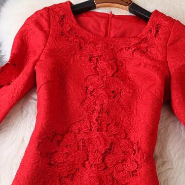 Sweet Embroidered Round Neck Dress Vg121710nm