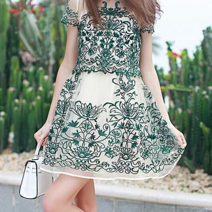 Fashion Embroidered Dress Vg121802nm