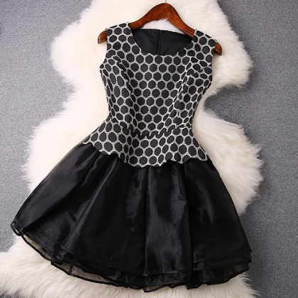 Slim Jacquard Organza Sleeveless Dress Vg20110mn