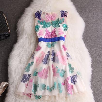 Fashion Round Neck Sleeveless Dress Dfg33005rt
