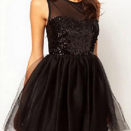 Beautiful Black Sleeveless Chiffon Short Dress..