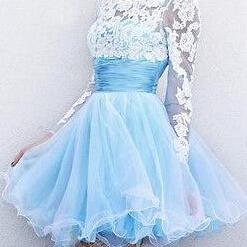 Sexy Lace Long-sleeved Mini-dress Df41421jh