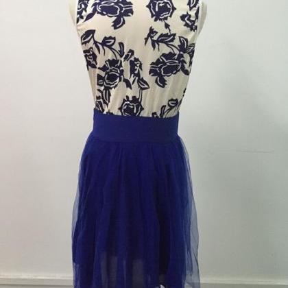 Slim Round Neck Sleeveless Flower Print Dress..