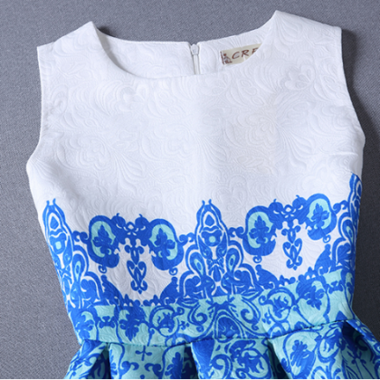 Vintage Jacquard Printed Sleeveless Dress..