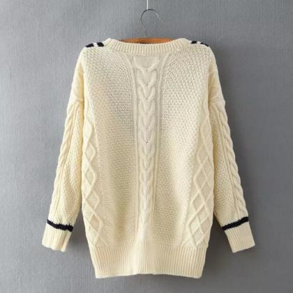 Casual V-neck Long-sleeved Knit Sweater Gh81609jk