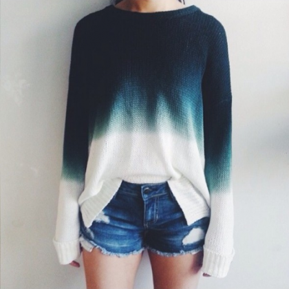 Retro Round Neck Long-sleeved Knit Sweater