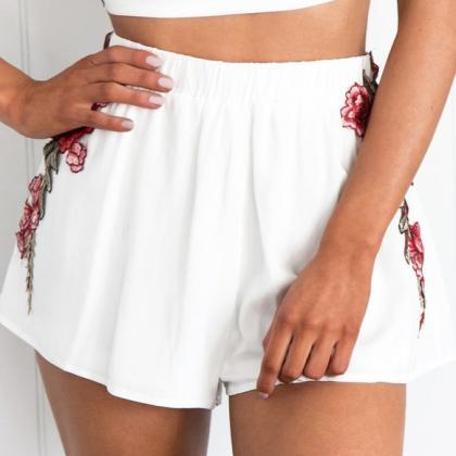 White Floral Embroidered Two-piece Featuring..