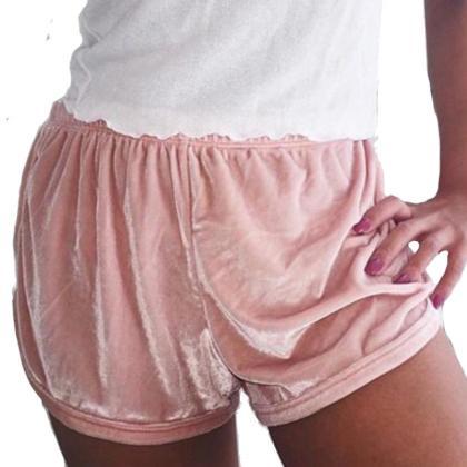 Casual Pink Elastic Shorts 22705