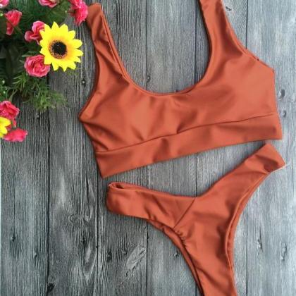 Solid Color Sexy Bikini Swimsuit 33105