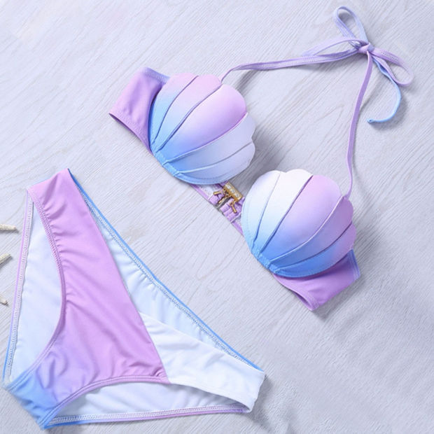 Mermaid Shell Bra Design Two-piece Suit Swimwear