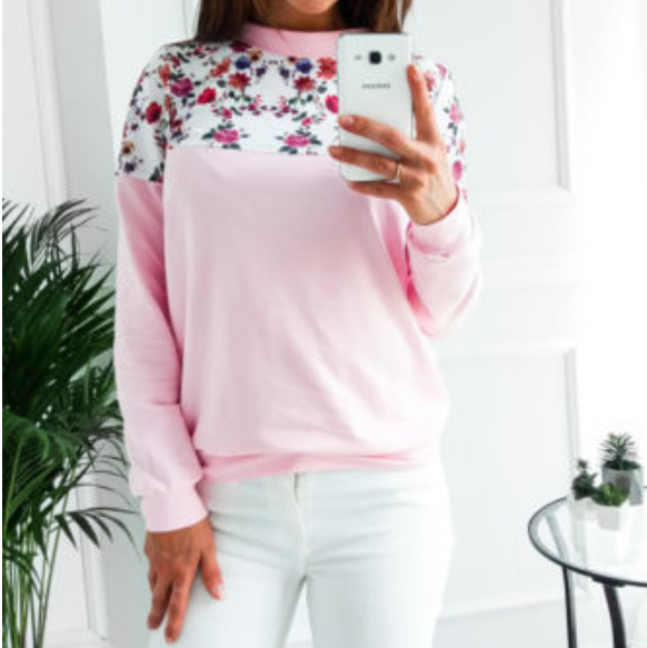 Women's Round Neck Printing Long-sleeved Sweater