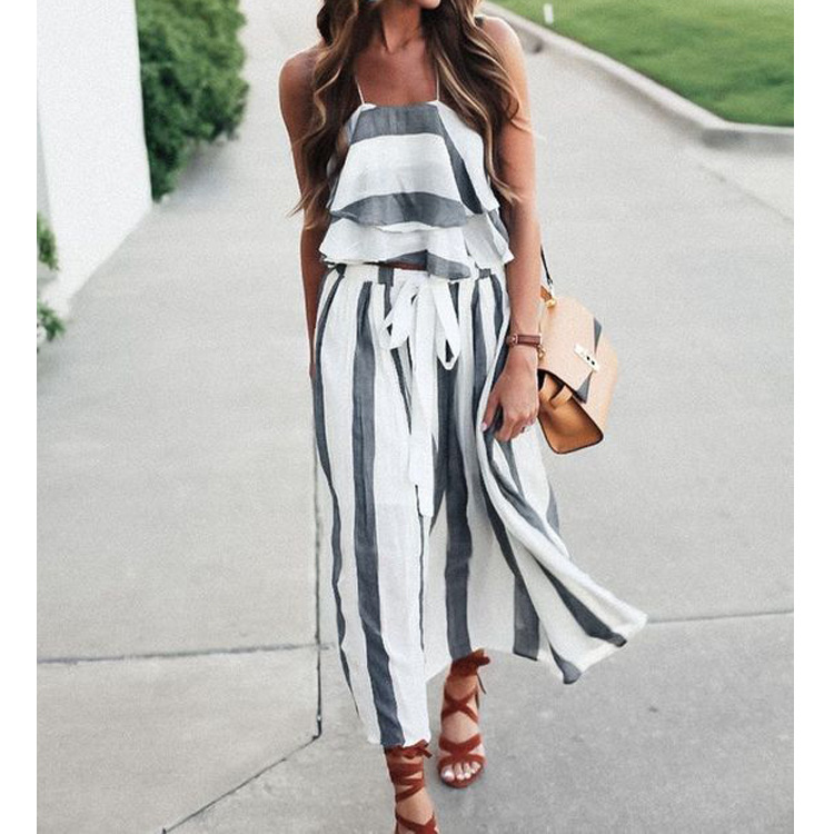 Sexy Two-piece Striped Dress