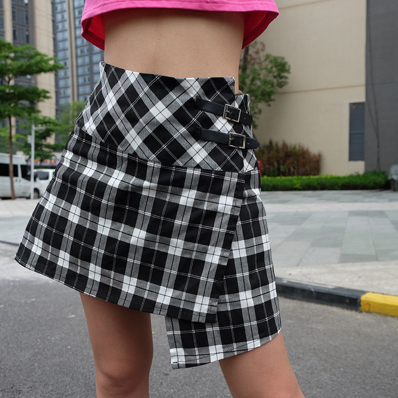 Irregular Women's Sexy Plaid Skirt