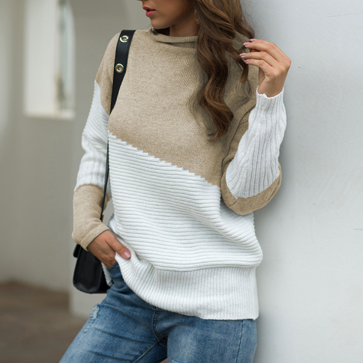 Irregular High-necked Knit Sweater
