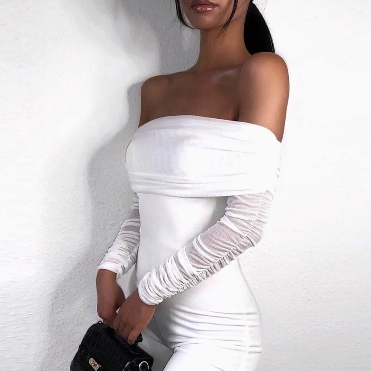 Sexy One-shoulder Tight-fitting Long-sleeved Dress