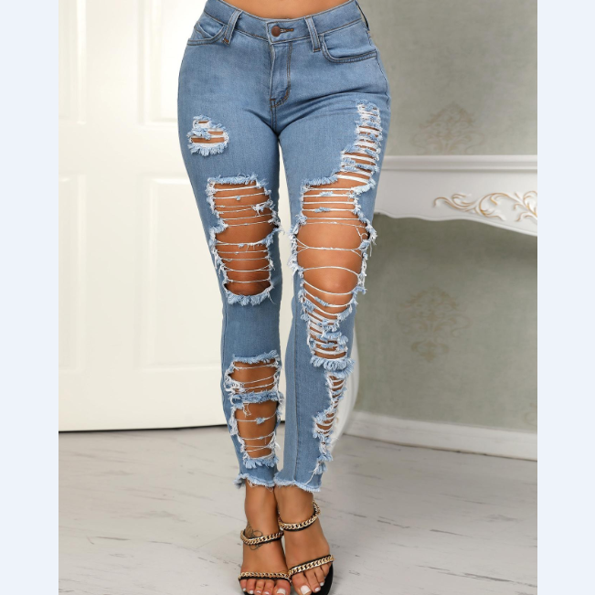 Casual Ripped Denim Jeans on Luulla