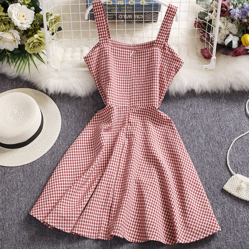 fitted lace wedding dress Mommy & Me Adult Dress  Red Plaid Sleeveless Outfit for Party 2XL