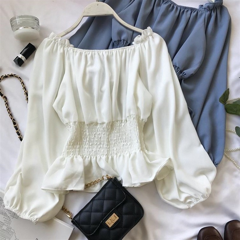 off shoulder chiffon blouse