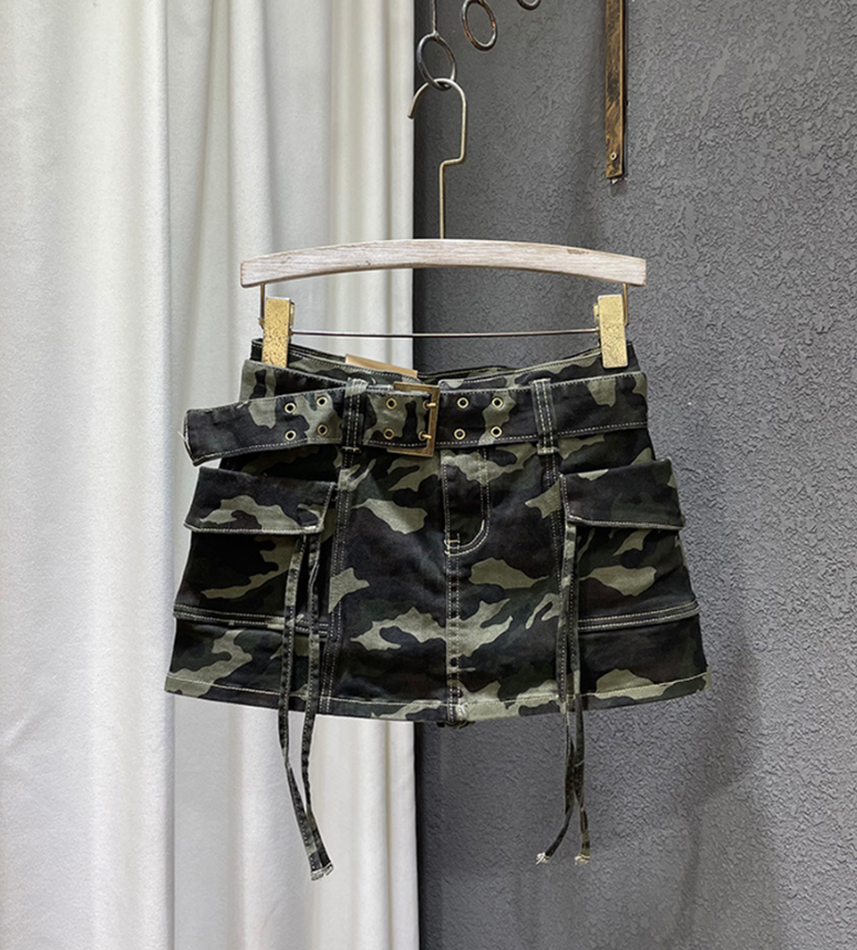 Women's Patchwork Pocket Loose Wrap Hip Skirts