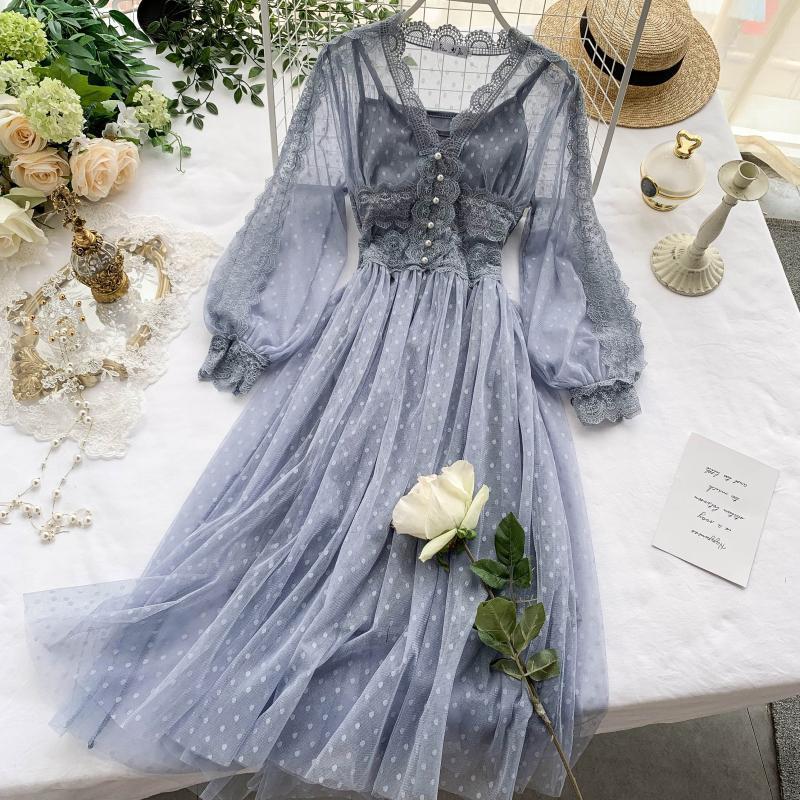polka dot sheer lace dress Gorgeous Lace & Beads Rica Maxi Polka Dot Ruffle Mesh Sleeveless Dress Size  14